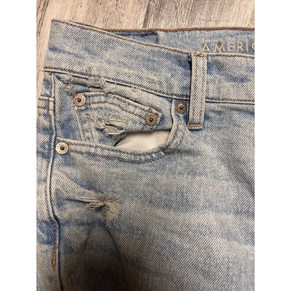 American Eagle Womens Super High Rise Ankle Straight Jeans Size 2 Distressed - Picture 7 of 9